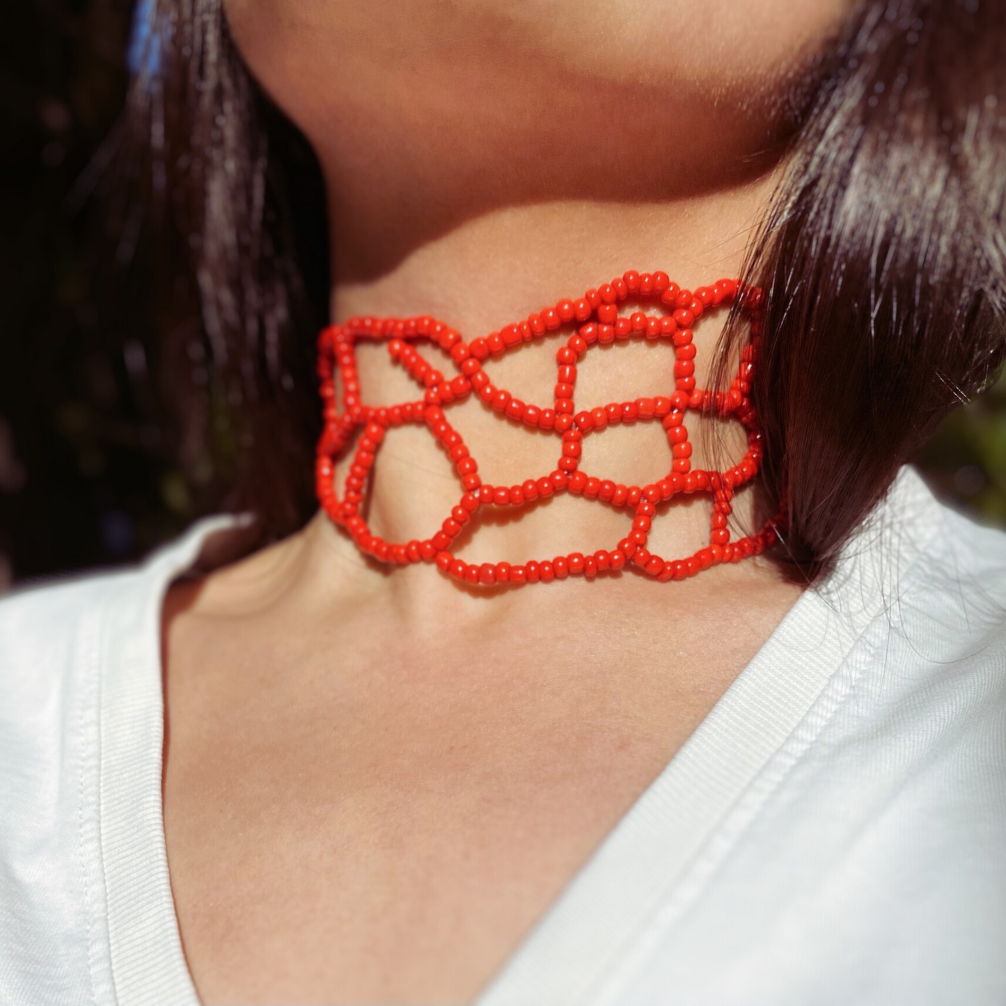collane donna particolare di perline colorate rossa