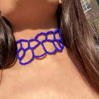 collane donna particolare di  perline colorate blu