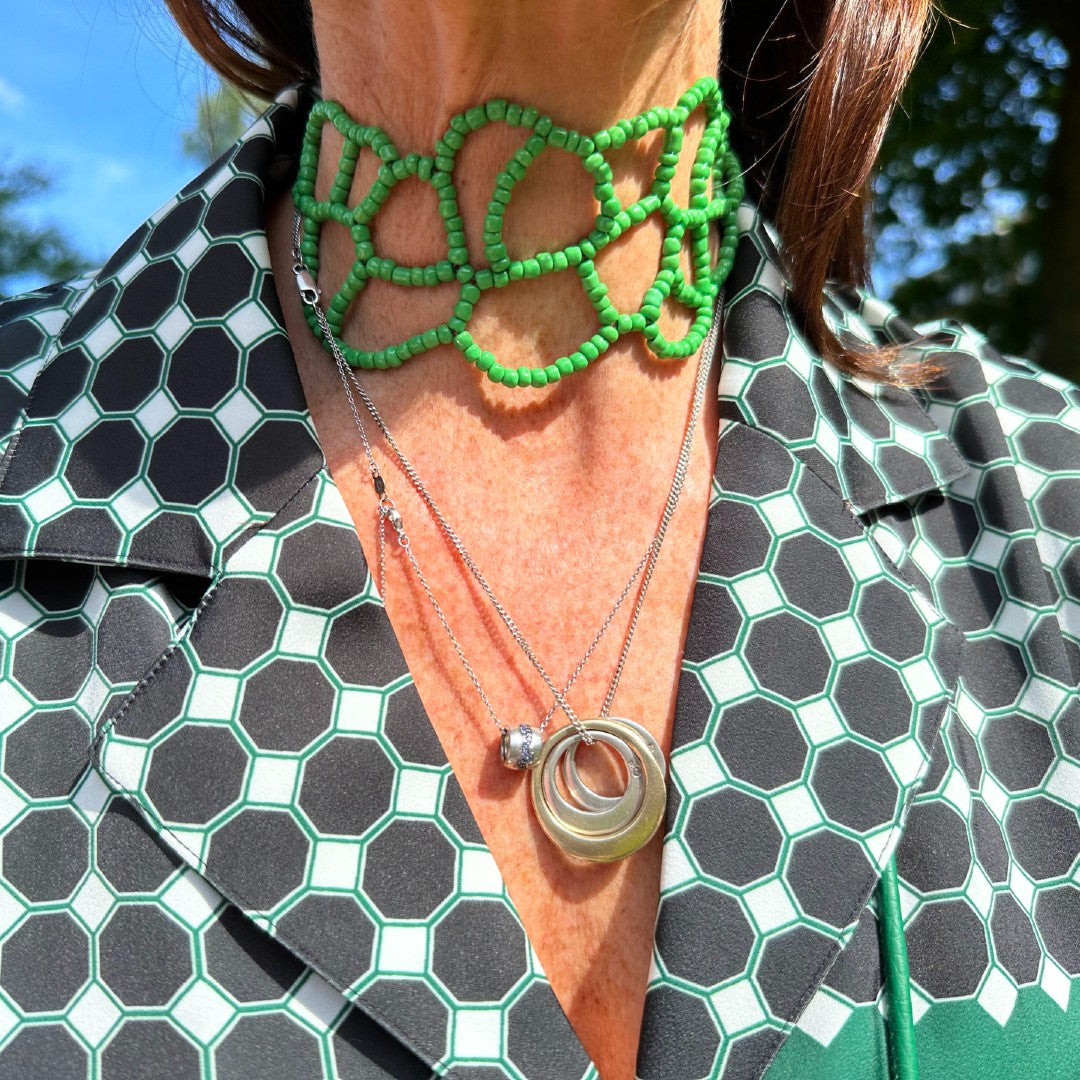 collane donna particolare di  perline colorate  verde