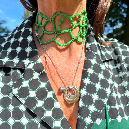 collane donna particolare di  perline colorate  verde