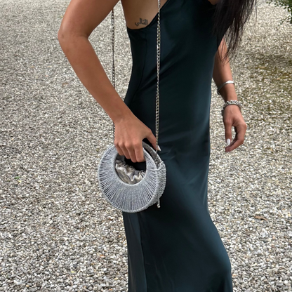 Stella – Borsa circolare in lamé argentato | Eleganza Made in Italy